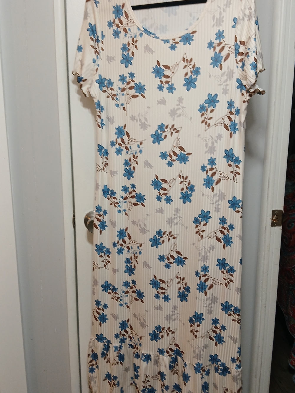 SHEIN Cream Maxi Dress with Blue and Brown Floral Print